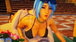 1boy1girl 3d_(artwork) animated aqua_(kingdom_hearts) ass blue_eyes blue_hair dark_skin disney faceless_male kingdom_hearts penis roseza see-through_top sound straight tagme tan_body thigh_sex video