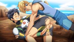 ace_trainer_(pokemon) ace_trainer_male_(pokemon cliffside_(terrain) elio_(pokemon) gay male_only pokemon suiton torn_bodysuit