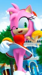 1girls 3d amy_rose anthro big_breasts dress fur green_eyes pink_fur pussy rarequinez red_dress solo solo_female sonic_(series) sonic_the_hedgehog_(series) vagina