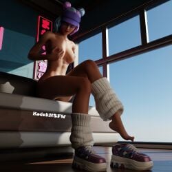 barefoot exposed_breasts foot_fetish fortnite fortnite:_battle_royale kodaknsfw leelah_(fortnite) masterkodak removing_shoes sneakers