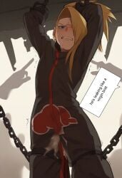 ai_generated blonde_hair cum deidara femboy leaking_cum naruto_shippuden pleasure_face robe