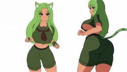 1girls animated cat_ears cat_tail dancing ethy_emile(lolicaptain69) fortnite girl_scout green_hair leonhenthighs midriff music plump_ass solo solo_female sound tagme tan_body underboob video voluptuous