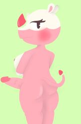 animal_crossing food_creature frosting futa_only futanari holding_breasts merengue_(animal_crossing) penis rhinoceros strawberry tail