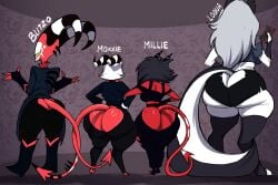 2024 2boys 2d 2d_(artwork) 2girls abstract_background alternate_ass_size anthro armwear ass ass_chart ass_size_chart back_view beauty_mark beauty_mark_on_ass big_horns black_crop_top black_hair black_legwear black_pants black_shorts black_thighhighs blackwhiplash blitzo_(helluva_boss) blue_topwear bob_cut boots bottom_heavy bottomwear bowtie bubble_ass bubble_butt burn_marks butt bwl canid canid_demon canid_humanoid canine canine_humanoid cellphone character_name claws clothed clothed_male clothing coat coat_lift countershading crop_top curved_horns daddy dat_ass demon demon_boy demon_girl demon_horns demon_humanoid demon_tail denim digitigrade dilf face_markings facial_markings female femboy fingerless_gloves footwear freckled_butt freckles freckles_on_ass full_body fully_clothed fully_clothed_male furry gloves grey_hair group hands_on_waist hellhound helluva_boss hooves horned_humanoid horns huge_ass huge_butt humanoid imp long_hair long_sleeves long_tail loona_(helluva_boss) male mammal messy_hair millie_(helluva_boss) mole mole_on_ass mostly_clothed moxxie_(helluva_boss) mythological_canine mythological_creature neckwear off_shoulder phone pointy_tail rear_view red_body red_bowtie red_neckwear red_skin sharp_teeth short_hair shorts simple_background small_horns smile smiling socks spines striped_horns tail tail_markings thick_ass thick_butt thighhighs toeless_legwear toeless_socks topwear torn_pants two_tone_armwear two_tone_footwear two_tone_fur vivienne_medrano white_hair white_skin wolf yellow_teeth