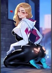 1girls ai_generated big_ass big_breasts female gwen_stacy horny_female light-skinned_female light_skin marvel marvel_comics spider-man spider-man_(series)