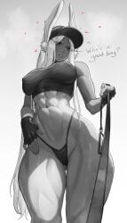 1girls abs aelion_draws athletic_female bunny_ears bunny_girl dark-skinned_female good_boy implied_male_pov leash leash_pull looking_at_viewer miruko muscular_female my_hero_academia pov rumi_usagiyama tagme