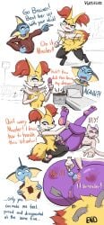 3_toes 4_fingers 5_fingers anal anal_bead_pull anal_beads anal_beads_in_ass anal_sex angry animal_dildo animal_sex_toy anthro anus ass bed big_butt blue_body bodily_fluids braixen breasts clothing comic dialogue dildo eeveelution embarrassed equine_dildo fangs feet female female/female fin fingers fur furniture generation_1_pokemon generation_5_pokemon generation_6_pokemon genital_fluids genitals grey_body group hi_res huge_butt humanoid_dildo humor humor_porn inner_ear_fluff jacket mienshao navel nintendo object_in_ass open_mouth penetration pokeball pokemon pokemon_(species) purple_body pussy red_body red_fur sex_toy sex_toy_in_ass sex_toy_in_pussy sex_toy_insertion soles stadium stick tail teeth text toes tongue topwear trio tuft vaginal_fluids vaginal_penetration vaginal_penetration vaporeon vexyfursure vibrator vibrator_in_pussy white_body white_fur yellow_body yellow_fur