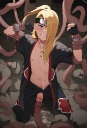 ai_generated blonde_hair cum deidara femboy naruto_shippuden white_body