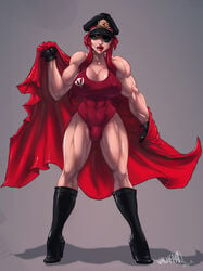 1futa abs big_breasts boots breasts cape communist dickgirl eye_patch futa_only futanari gloves green_eyes hair hat headgear intersex large_breasts light_skin looking_at_viewer muscles muscular_futanari pin_up pinup red_hair red_kommissar solo soviet swimsuit xxxbattery