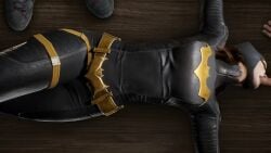 barbara_gordon batgirl batgirl_(gotham_knights) blowjob cowl dc forced gotham_knights laying_on_back oral picsart rape superheroine wooden_floor