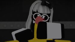 1boy 1girls 3d 3d_(artwork) betty_(the_battle_bricks) black_body black_skin blush bow female freckles glasses handjob male no_sound rain roblox roblox_game self_upload tagme the_battle_bricks tumore video white_hair wompwompsad yellow_body yellow_skin