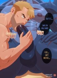 abs absurd_res anthro anthro_dominating_human anthro_penetrating anthro_penetrating_human balls bara big_balls big_dom_small_sub big_muscles big_nipples big_pecs big_penis blonde_hair blue_body chest_scar cresxart daddy dc_comics dilf dominant dominant_anthro dominant_male duo english_text erection fish gay genitals hair hi_res huge_cock huge_muscles huge_pecs human human_on_anthro human_penetrated humansub hunk interspecies john_constantine king_shark larger_anthro larger_male male male/male male_only male_penetrated male_penetrating male_penetrating_male mammal marine muscular muscular_anthro muscular_human muscular_male nipples nude oral oral_penetration pecs penetration penis scar sex shark signature size_difference smaller_human smaller_male smaller_penetrated submissive submissive_human submissive_male text yaoi