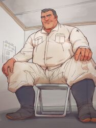 bulge clothing dad_bod flaccid fully_clothed kuki1210 male male_only sitting solo solo_male