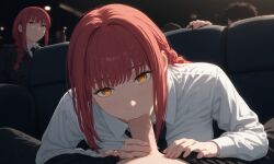 ai_generated blowjob makima_(chainsaw_man) movie_theater pov pov_crotch