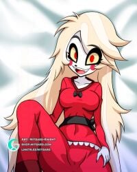 1female 1girl 1girls charlie_morningstar_(hazbin_hotel) commission commissions_open dakimakura fanart female hazbin_hotel mitgard-knight pajama_pants pajama_shirt pajamas waifumaterial