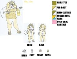 anthro beige_fur beige_hair big_breasts big_hips bow_in_hair bracelet clogs diamond_(gem) dog_girl earrings fluffy_fur furry gold_(metal) gold_eyes gold_jewelry hair_up high_heels marlon64 model_sheet naked_female original original_character pierced_navel pierced_pussy piercings pithie_gold_(waifuland) pomeranian reference_sheet ring short_dress short_girl shoulder_bag solo_female traditional_drawing_(artwork) waifuland white_background white_fur