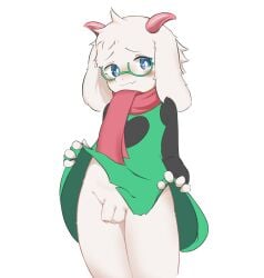 1boy absurd_res bovid caprine deltarune genitals goat hi_res humanoid male male_only mammal penis ralsei ralsei_with_white_fur solo soukoa undertale undertale_(series)