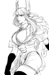 1girls big_breasts boots clothed clothes clothing coat decepticon female female_only genderswap_(mtf) grey_hair humanformers humanized larger_female long_hair megatron monochrome po112_g rule_63 short_shorts shorts solo stockings taller_female thighhighs thight_clothing transformers transformers_armada villain villainess