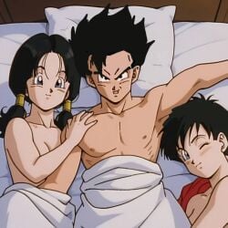 ai_generated black_hair dragon_ball dragon_ball_super dragon_ball_z muscular_male son_gohan videl videl_(short_hair) videlsatanyb