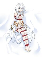 2d 2d_(artwork) ass blue_hair bondage breasts date_a_live female_only light-skinned_female lingerie medium_breasts open_clothes ribbon short_hair sole_female solo thighs tobiichi_origami white_hair