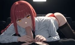 ai_generated blowjob chainsaw_man crotch fellatio makima_(chainsaw_man) movie_theater pov