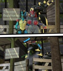 3d_(artwork) animal_genitalia anthro ass big_butt big_sheath comic digital_media_(artwork) female feral forced generation_4_pokemon generation_5_pokemon genitals group hi_res huge_butt huge_sheath huge_thighs hyper hyper_butt hyper_genitalia hyper_sheath hyper_thighs lucario male male/female nintendo oral_vore pokemon pokemon_(species) public scolipede sheath stable struggle_(sound_effect) text the3dmilf thick_thighs trio unwilling_prey vore zoroark