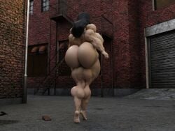 3d alley alleyway barefoot before_sex big_ass big_breasts big_butt bimbo daz_studio dzcelestial3d exhibitionism feet female female_only human hyper hyper_lips hyper_muscles lips muscular muscular_female public public_nudity