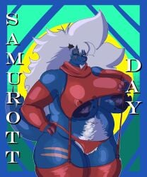 anthro anthro_only big_breasts breasts chubby female furry gwynn_(kuroinosolitude) huge_breasts kuroinsolitude pokémon_(species) pokemon samurott tagme thick_thighs wide_hips