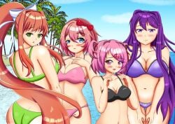 4girls ass blue_eyes breasts butt cleavage doki_doki_literature_club female female_only green_eyes long_hair monika_(doki_doki_literature_club) multiple_girls natsuki_(doki_doki_literature_club) neeyooart neogustav pink_eyes pink_hair purple_eyes purple_hair sayori_(doki_doki_literature_club) strawberry_blonde_hair yuri_(doki_doki_literature_club)