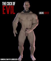 1boy 3d bara big_penis capcom holding_own_penis holding_penis lucas_baker male male_only pecs resident_evil resident_evil_7 solo taylor_neller yaoi