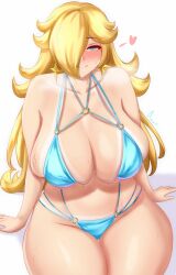 1girls alternate_breast_size anisdrawn bikini blonde_hair blue_eyes breasts female hair_over_one_eye high_resolution hips huge_breasts light-skinned_female light_skin long_hair mario_(series) naughty_face nintendo princess_rosalina super_mario_galaxy thick_thighs thighs wide_hips