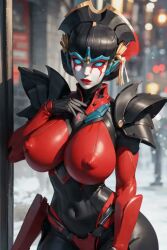 1girls 1robot_girl ai_generated armor armored_female autobot big_breasts blue_eyes cybertronian female female_autobots female_only giant_breasts huge_breasts metal_breasts navel nipple_bulge pokies robot robot_girl robot_humanoid roger1011 solo transformers windblade