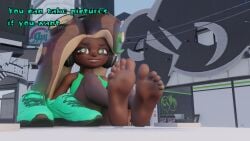 1girls 3d barefoot dekaranger dialogue feet female female_only foot_fetish marina_(splatoon) marina_(wo262) nintendo soles splatoon splatoon_2