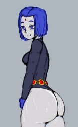 1girls ass big_ass big_butt breasts dc female female_only leotard randomart raven_(dc) smiling_at_viewer smirk solo sweat sweatdrop sweaty teen_titans thick_ass thick_thighs