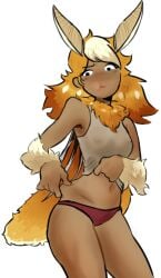 1girls antennae_(anatomy) armpit_hair beige_hair brown_skin chubby clothed dark-skinned_female dark_skin evanmeshi female female_only fluffy_wings humanoid moth_girl neck_fur no_bra no_bra_under_clothes no_visible_genitalia noseless orange_hair pout pouting solo transparent_clothing weight_conscious wholesome wings wrist_fluff