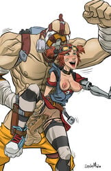 areola arm_support backpack balls bandage blush borderlands borderlands_2 breasts breasts_out clothed_sex clothing exposed_breasts female from_behind gaige_(borderlands) gas_mask genital_piercing hair happy happy_sex holding_leg huge_cock human_cocksleeve krieg large_penis leaning leg_lift male miniskirt muscular nipples no_panties open_mouth pants_down penetration penis piercing pussy pussy_juice red_hair sex sex_from_behind short_hair simple_background size_difference spread_legs standing stickymon striped striped_legwear testicles thighhighs tied_hair torn_clothing torn_thighhighs trembling twintails vaginal_penetration veiny veiny_penis