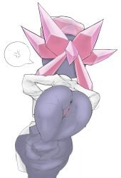 1girls 2014 anus ass back clothing color crystal diamond_(gem) diancie edit female female_only gem grey_body hi_res legendary_pokémon long_sleeves mineral_fauna nintendo pokémon_(species) pokemon pokemon_xy pussy rock solo theboogie third-party_edit video_games white_shirt