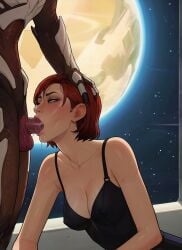 ai_generated alien blowjob commander_shepard female female_shepard femshep interspecies mass_effect pushing_head pushing_head_down pushing_head_towards_fellatio turian