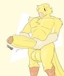 anthro beak bird black_eyes buddy_canary_(buddycanary) buddycanary erection huge_cock yellow_fur