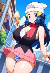 1futa ai_generated beanie big_breasts big_bulge big_cleavage blue_eyes blue_hair blush blushing_at_partner blushing_at_viewer breast bulge bulge_through_clothing busty city city_background cleavage clothed dawn_(pokemon) dickgirl eating_food futa_focus futa_only futanari hat hips huge_breasts ice_cream long_hair looking_at_partner looking_at_viewer penis_visible_through_panties plump_thighs pokemon pokemon_dppt pokemon_dppt_(anime) scarf sky solo_futa sr_ashelrod stable_diffusion thedawn_hikari thick_thighs thighs undershot wide_hips wide_thighs wristwatch wristwear