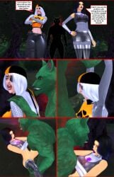 1boy 2girls 3d beast_boy blackfire blowjob comic dc dc_comics dialogue fellatio forced huge_cock knotted_penis lifted_by_another oral pof3445 ravager_(dc) restrained_arms rose_wilson sims4 standing_sex teen_titans werewolf