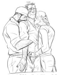 bashful cute demoman demoman_(team_fortress_2) embarrassed gay gay_male hairy licking lukewarmflukes male_only mmm_threesome palming scout_(team_fortress_2) sketch sniper_(team_fortress_2) team_fortress_2 threesome white_background