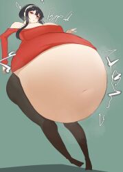 1girls bloated_belly burp burping dadada_53 fat female gigantic_belly hyper_belly overweight_female spy_x_family yor_briar