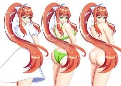 1girls ass back back_view behind_view breasts butt completely_nude completely_nude_female doki_doki_literature_club dress female female_only green_eyes long_hair monica monika_(doki_doki_literature_club) naked naked_female neeyooart neogustav nipples nude nude_female nudity solo solo_female white_dress