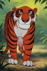 ai_generated all_fours big_penis cartoony disney feline feral fur huge_cock jungle looking_at_viewer male male_focus male_only paws shere_khan solo the_jungle_book tiger