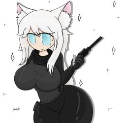 1girls animal_ears anti_(phantom_forces) big_breasts blue_eyes breasts cat_ears catgirl clothed_female firearm gun handgun holding_weapon light-skinned_female long_hair mr.zr0 oerba_yun_fang phantom_forces revolver roblox roblox_game robloxian solo solo_female vest watermark weapon white_background white_hair