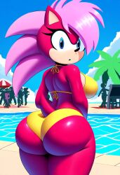 ai_generated ass booty breasts female hips magenta_fur pink_hair seductive_look solo sonia_the_hedgehog sonic_(series) sonic_the_hedgehog_(series) sonic_underground thick_thighs thighs