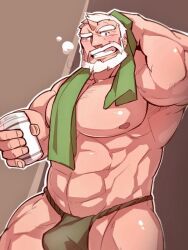 bara beard bulge facial_hair flaccid fundoshi hogen_(tokyo_afterschool_summoners) horn kuki1210 male male_only muscles muscular solo solo_male tokyo_afterschool_summoners