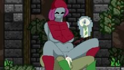 big_breasts blue_skin cum cum_in_pussy floran forest green_skin pink_hair starbound