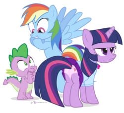 accurate_art_style dm29 friendship_is_magic my_little_pony panties print_panties rainbow_dash_(mlp) schoolgirl_uniform smooth_skin spike_(mlp) twilight_sparkle_(mlp) upskirt